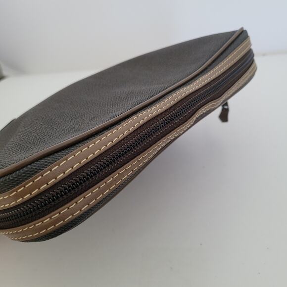 Dunhill Wristlet Pouch Unisex Bag Zip Around Brown Logo Designer Coated Canvas - Picture 9 of 10